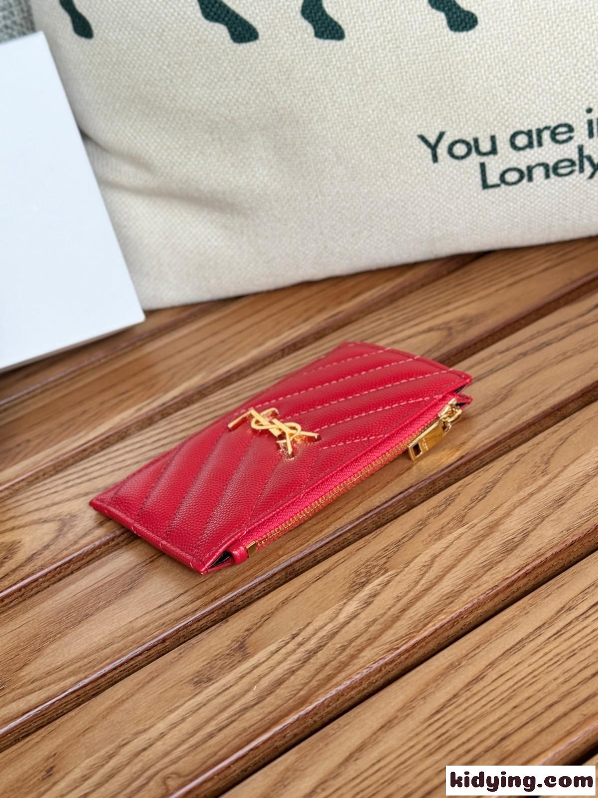 モノグラム フラグメント ジップカードケース イヴ・サンローラン 財布 コピー レッド-0