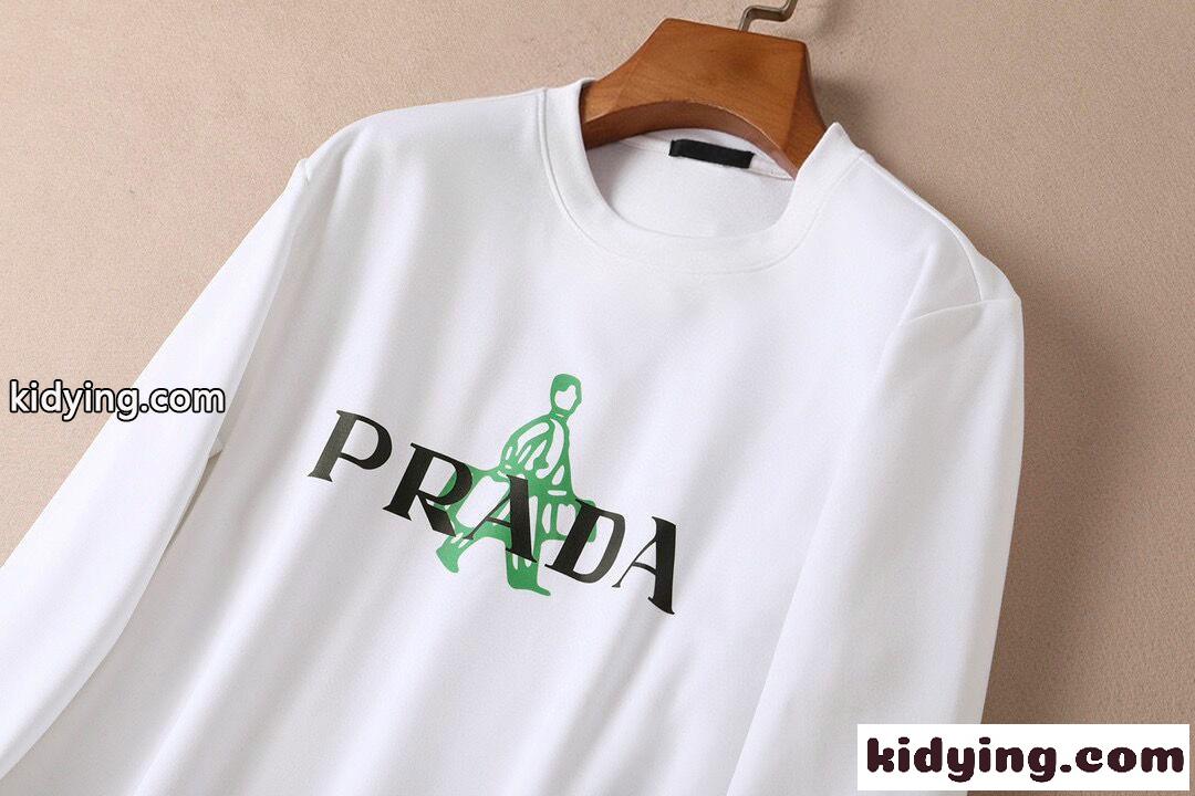 プラダ 長袖tシャツ メンズ コピー カジュアル 合わせやすい プリント 裏起毛 プルオーバー ラウンドネック-3