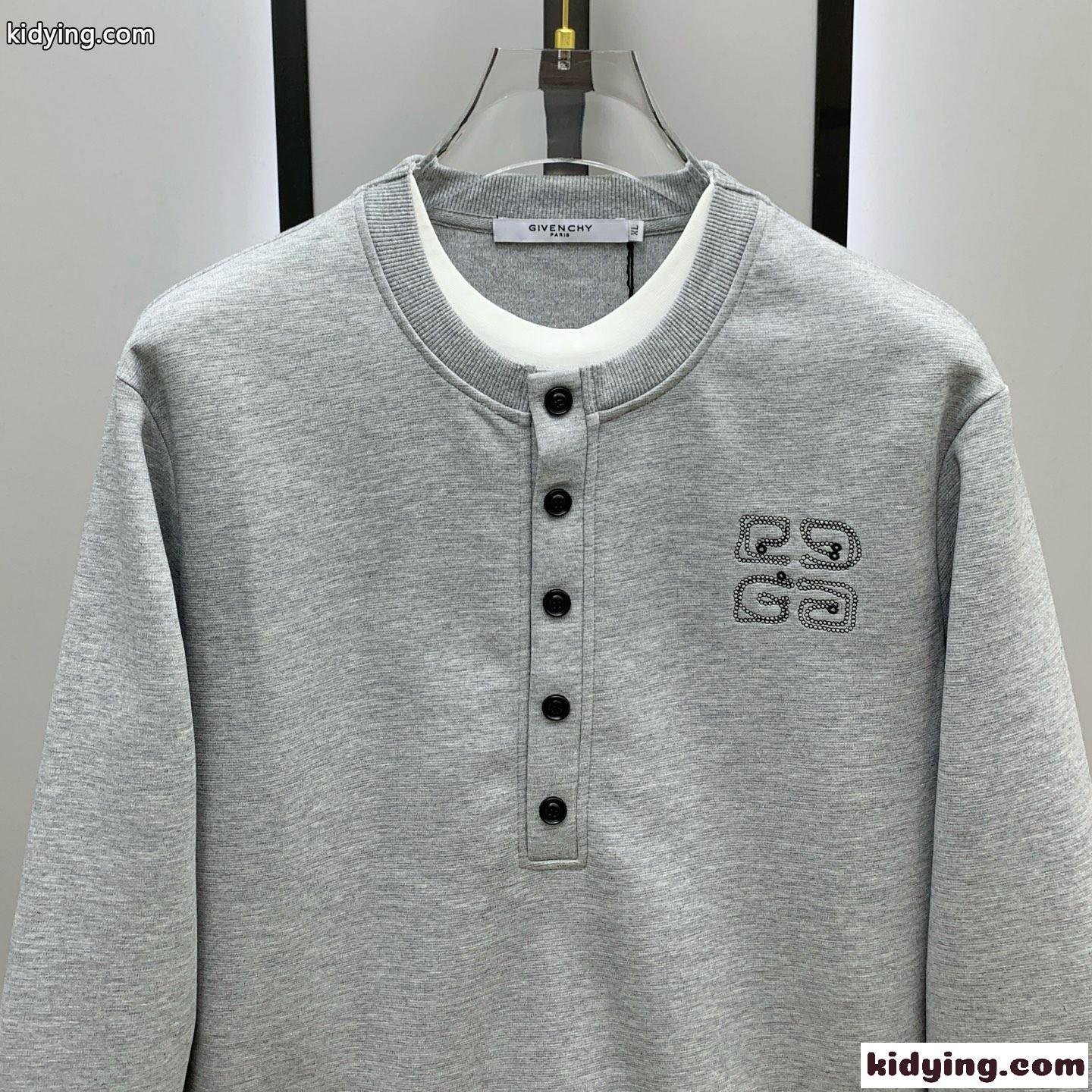 お洒落 重ね着風 スウェットシャツ ジバンシィ Tシャツ コピー グレー-2
