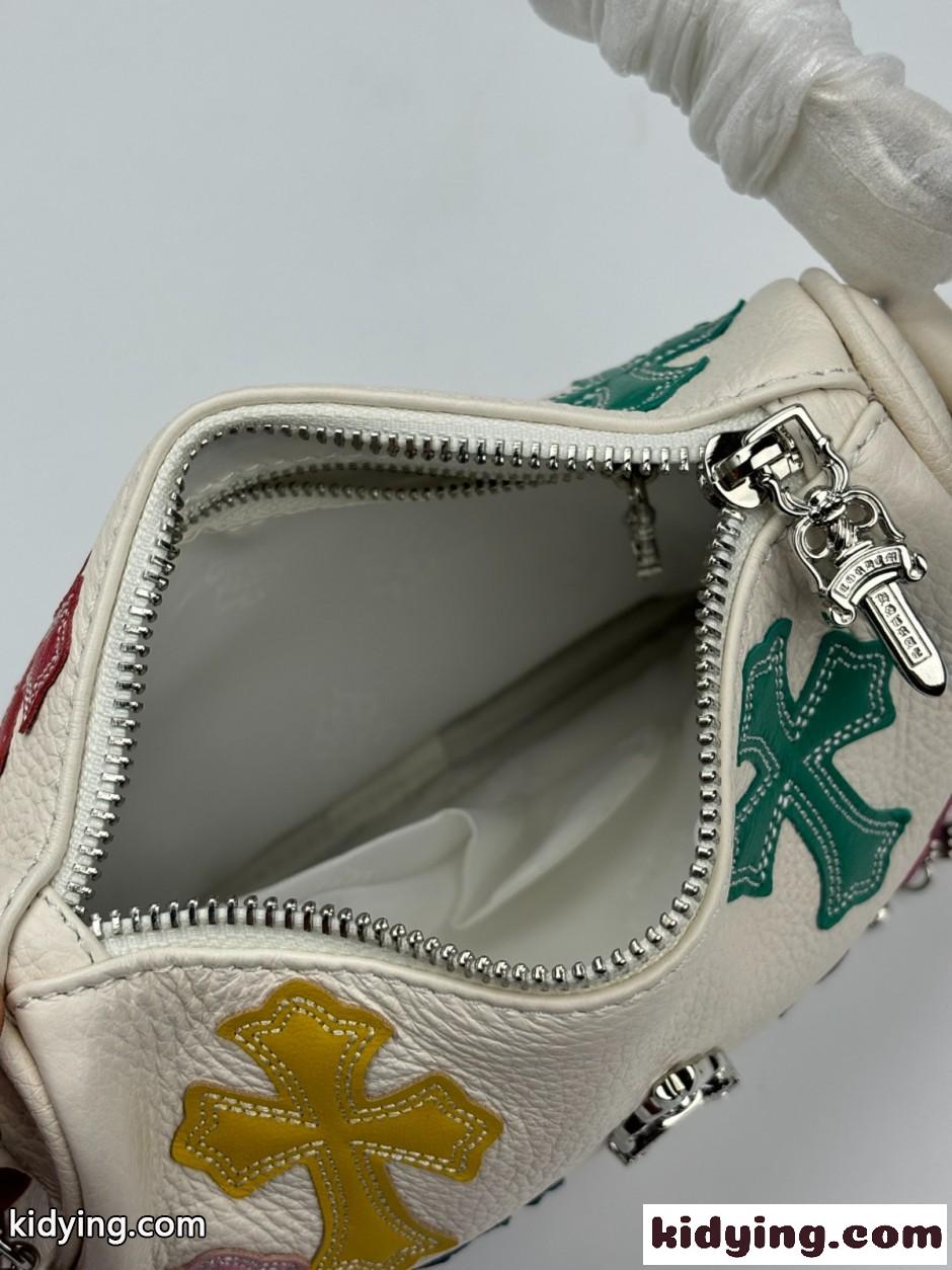 マルチカラー クロスパッチ ショルダーバッグ クロムハーツ バッグ コピー ホワイト-3