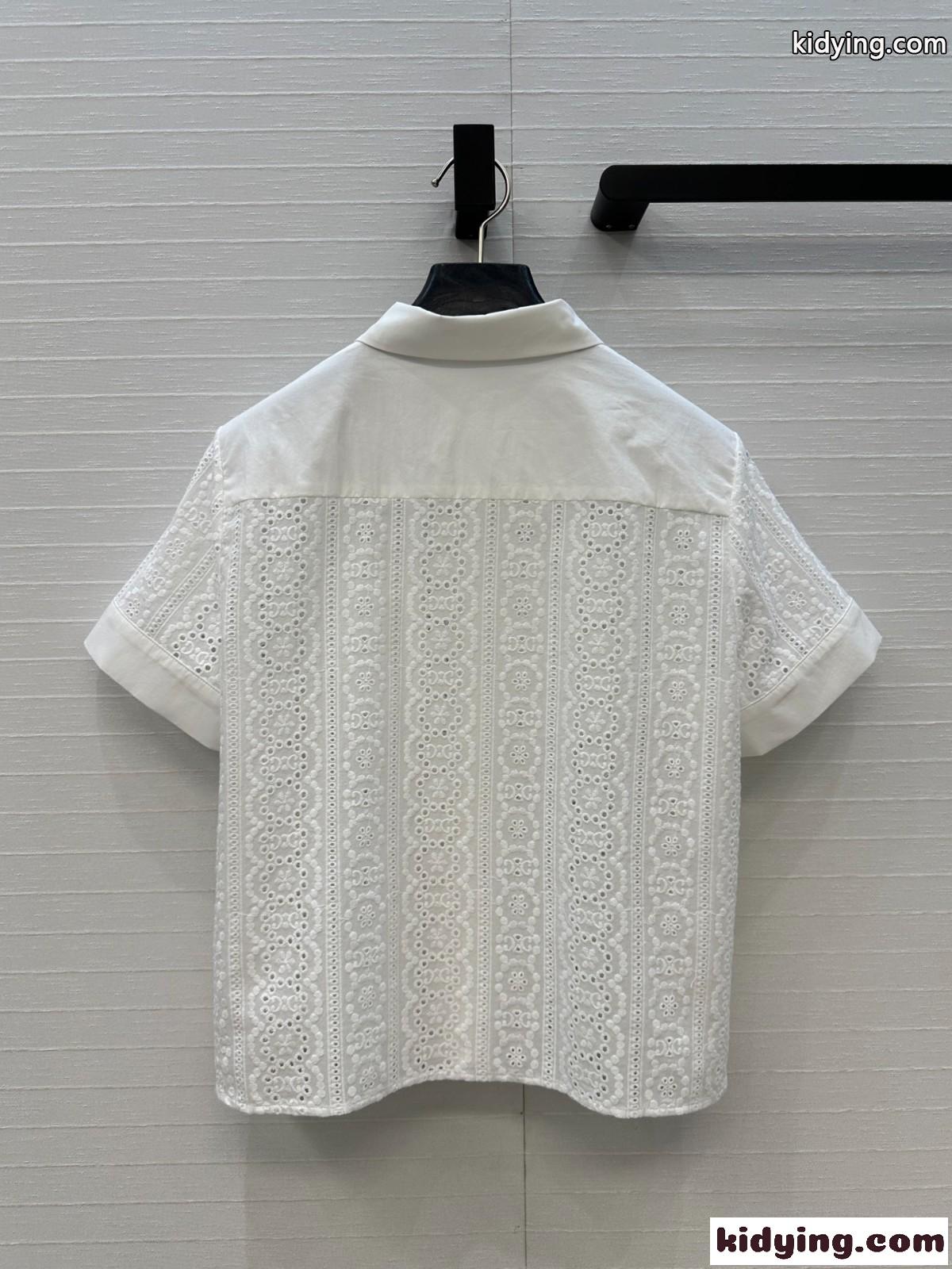 フェンミン イギリス刺繍入りシャツ セリーヌ シャツ コピー コットン-4
