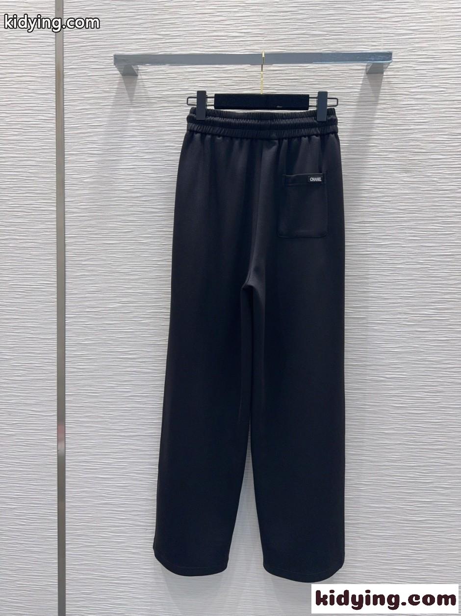 CCロゴ ドローストリング スウェットパンツ シャネル パンツ コピー ブラック-4