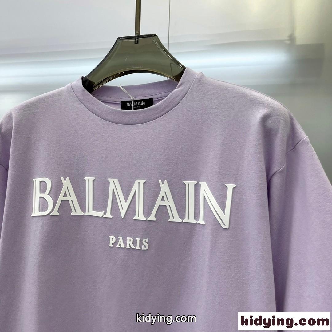 バルマン Tシャツ コピー 半袖 トップス カジュアル ロゴ入り クロップドTシャツ-2