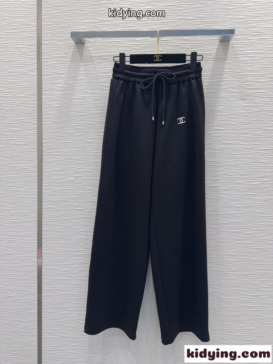 CCロゴ ドローストリング スウェットパンツ シャネル パンツ コピー ブラック-0