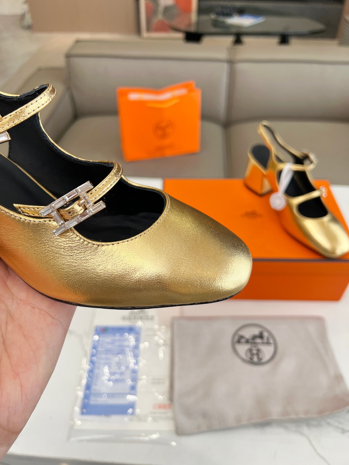 上品 お洒落 ジャッキー50パンプス エルメス パンプス コピー ゴールド-4