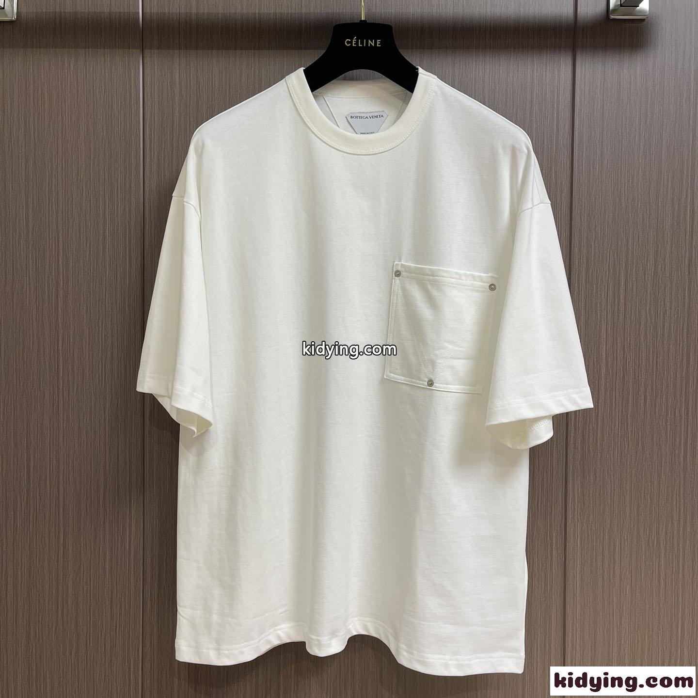 シンプル おしゃれ クルーネック ボッテガ・ヴェネタ Tシャツ コピー 半袖 トップス ホワイト-0