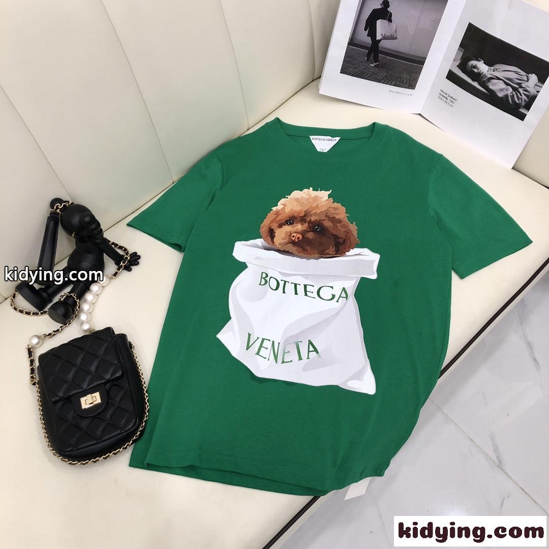 可愛い プリント ロゴ 春夏 人気 おしゃれ クルーネックボッテガヴェネタ 半袖tシャツ コピー カジュアル トップス-2
