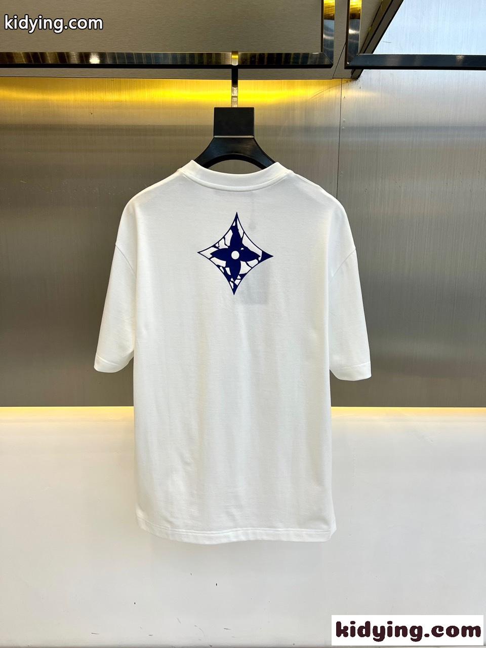 ショートスリーブコットンクルーネック ルイ・ヴィトン Tシャツ コピー ホワイト-4