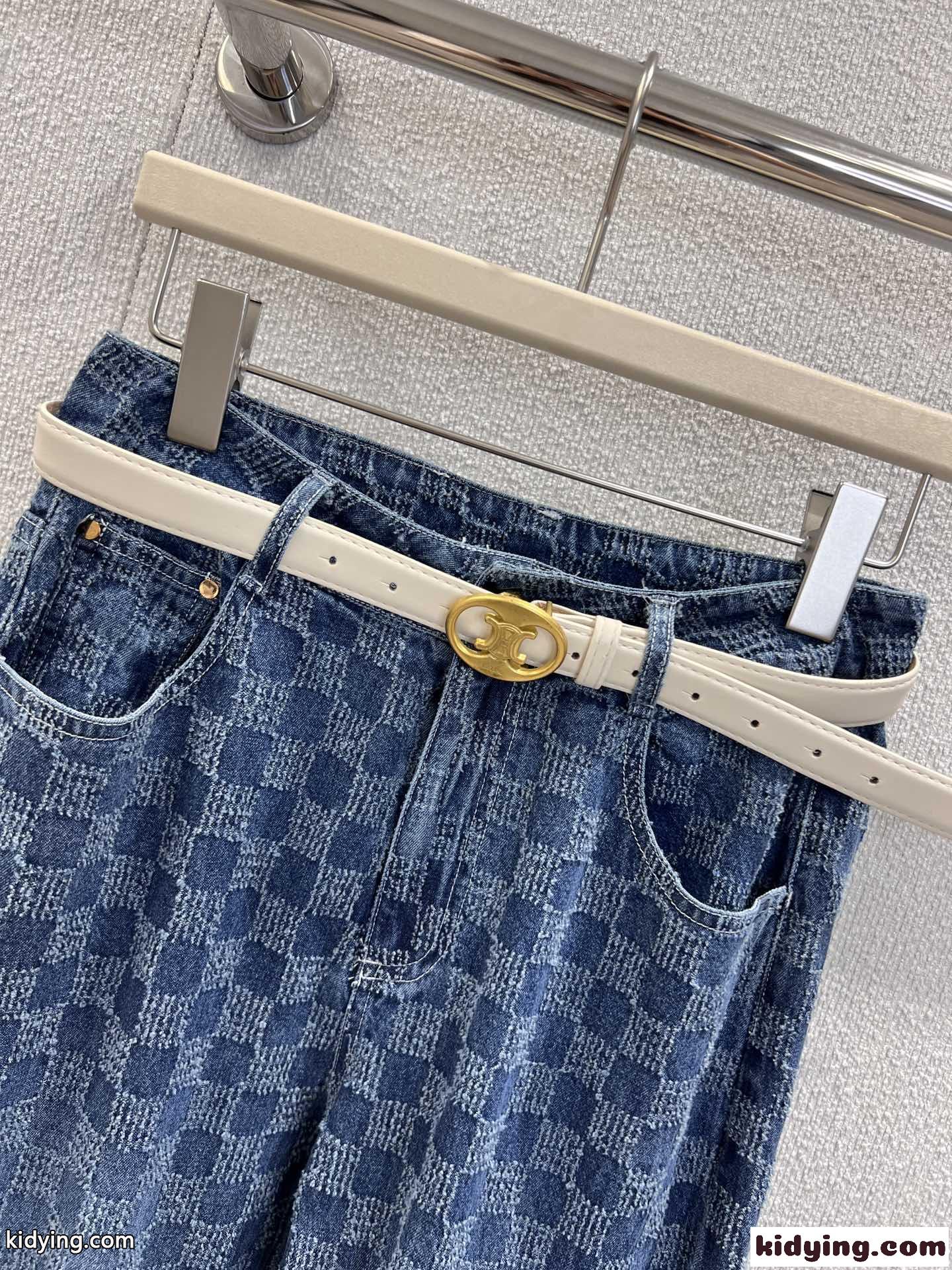 カジュアル チェック セリーヌ ジーンズ コピー ゆったり デニムパンツ-3
