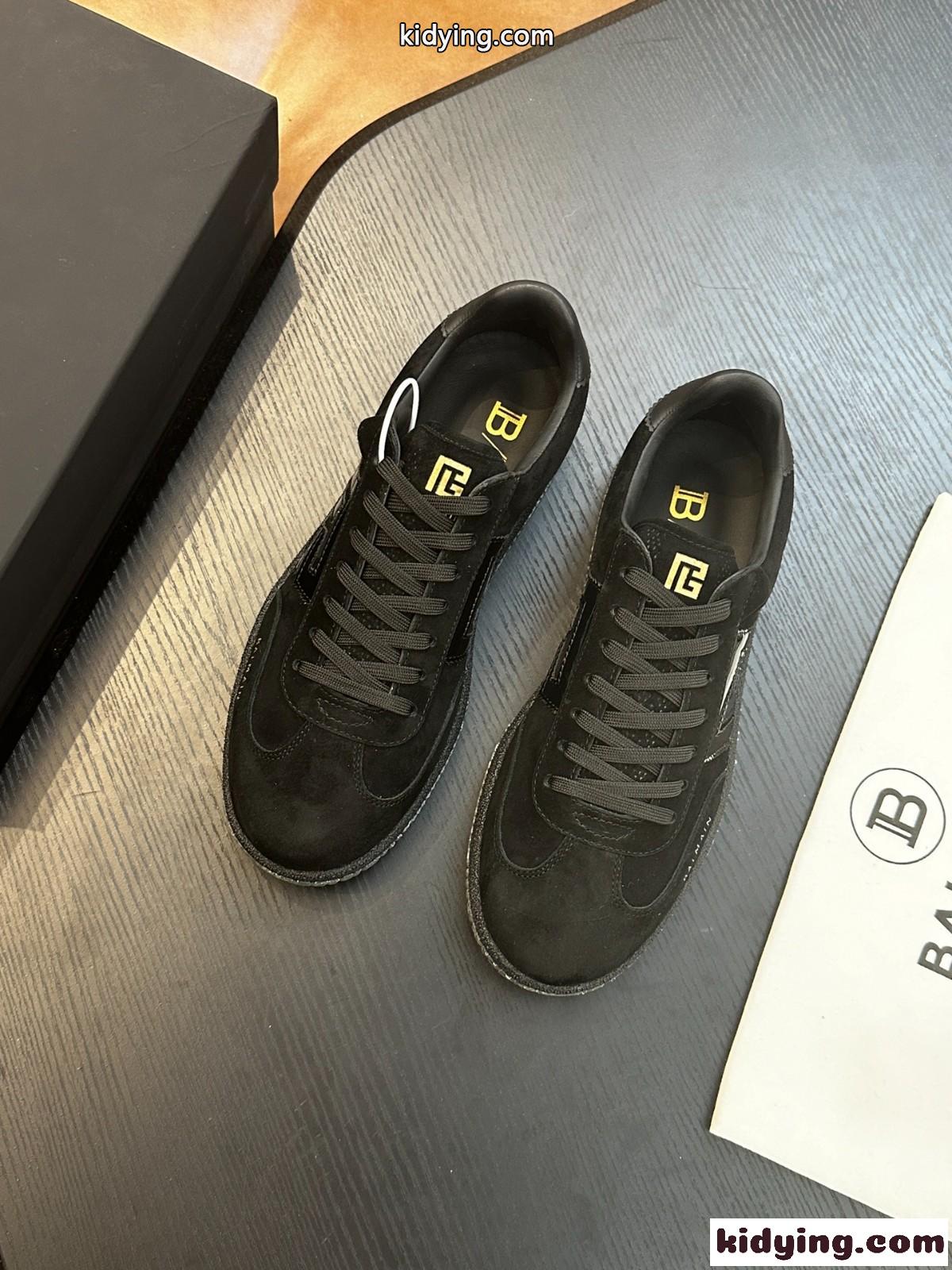 カジュアル 定番 Balmain Swan スエードスニーカー バルマン スニーカー スーパーコピー-2