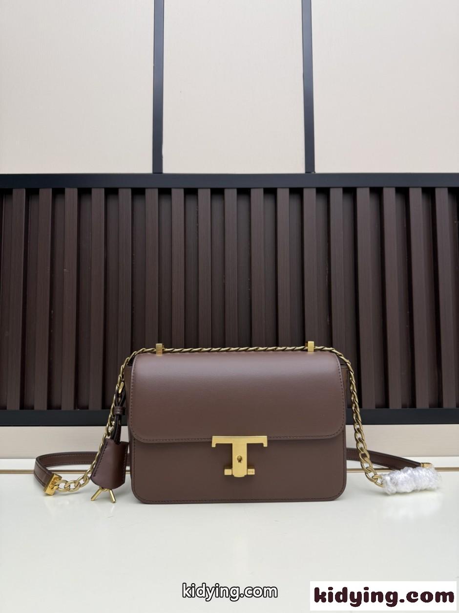 飽きのこない T タイムレス レザー ショルダーバッグ トッズ バッグ コピー ダークブラウン-1