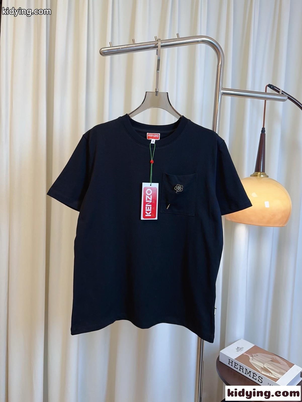 カジュアル ルーズフィット 半袖Tシャツ ケンゾー Tシャツ コピー ブラック-1