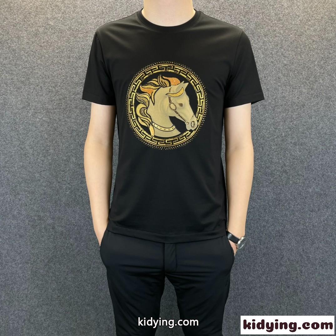 5色あり ラウンドネック カジュアル おしゃれ プリント 柔らかい 快適 エルメス Tシャツ コピー 半袖 春夏-1