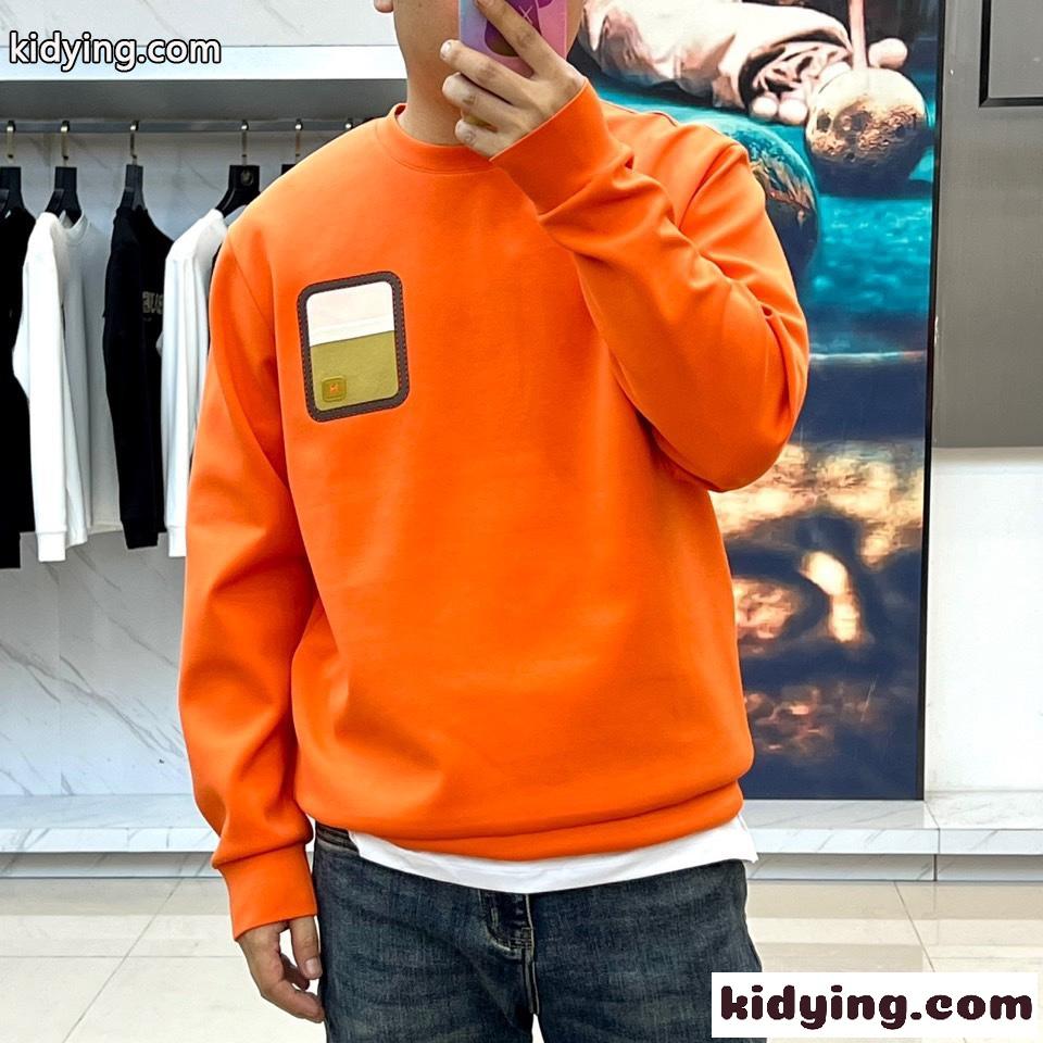 カジュアル クルーネック スウェットシャツ エルメス Tシャツ コピー オレンジ-1