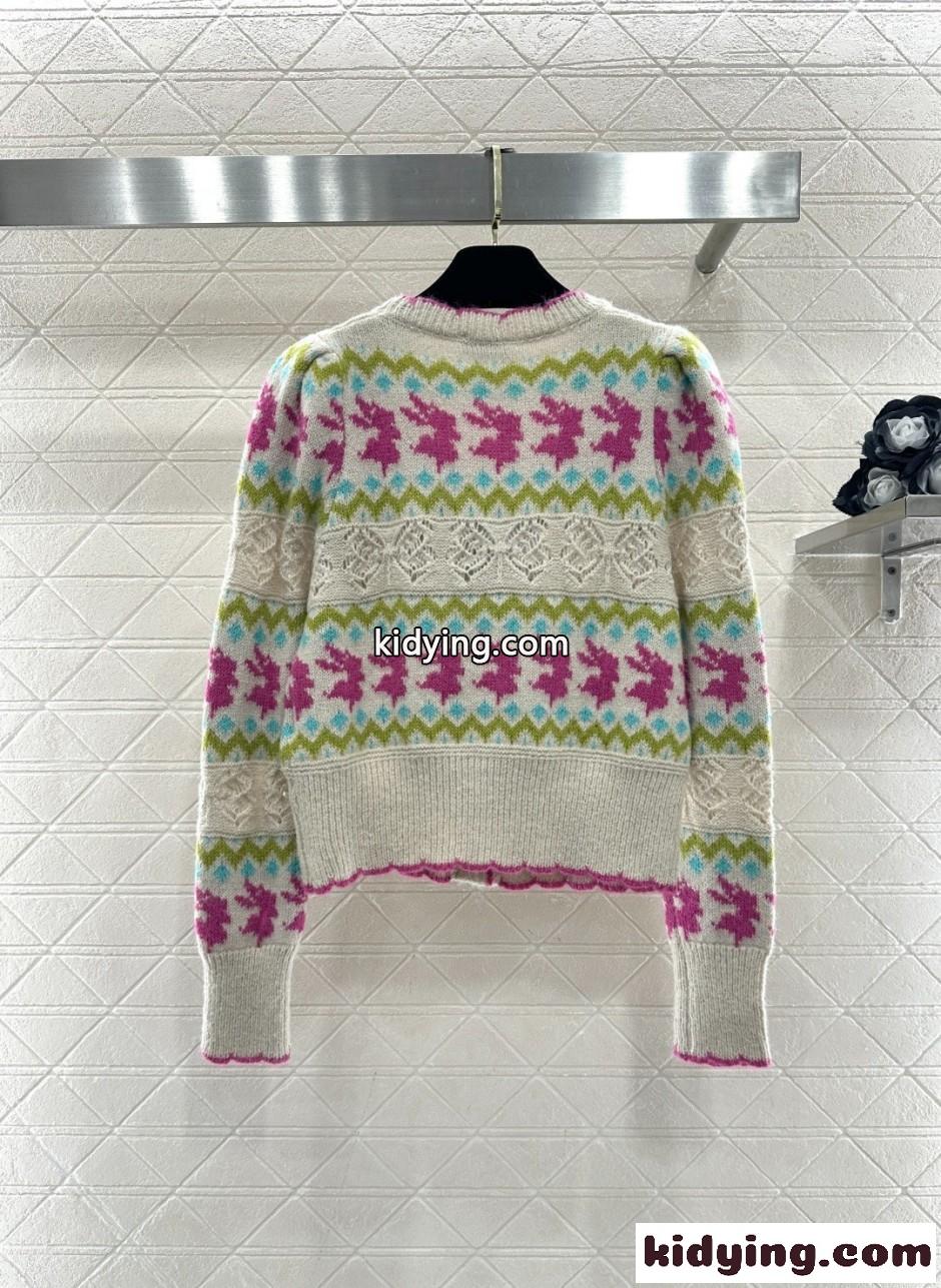 シャネル ニット コピー ノルディック柄 ウール&カシミヤ Vネック カーディガン-2
