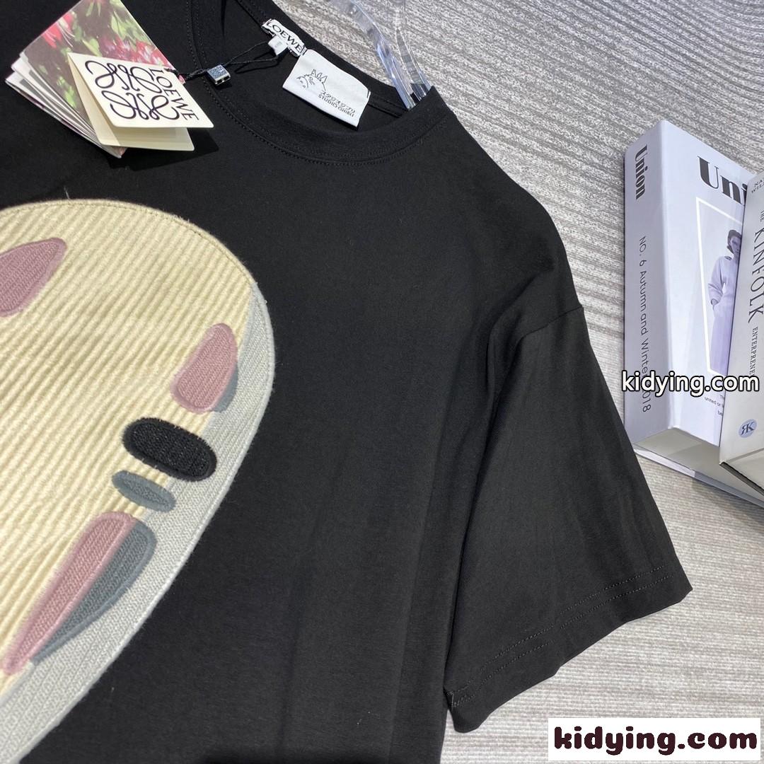 ユニセックス 人気 千と千尋の神隠し クルーネック ロエベ tシャツ コピー コットン 半袖 カジュアル トップス-0