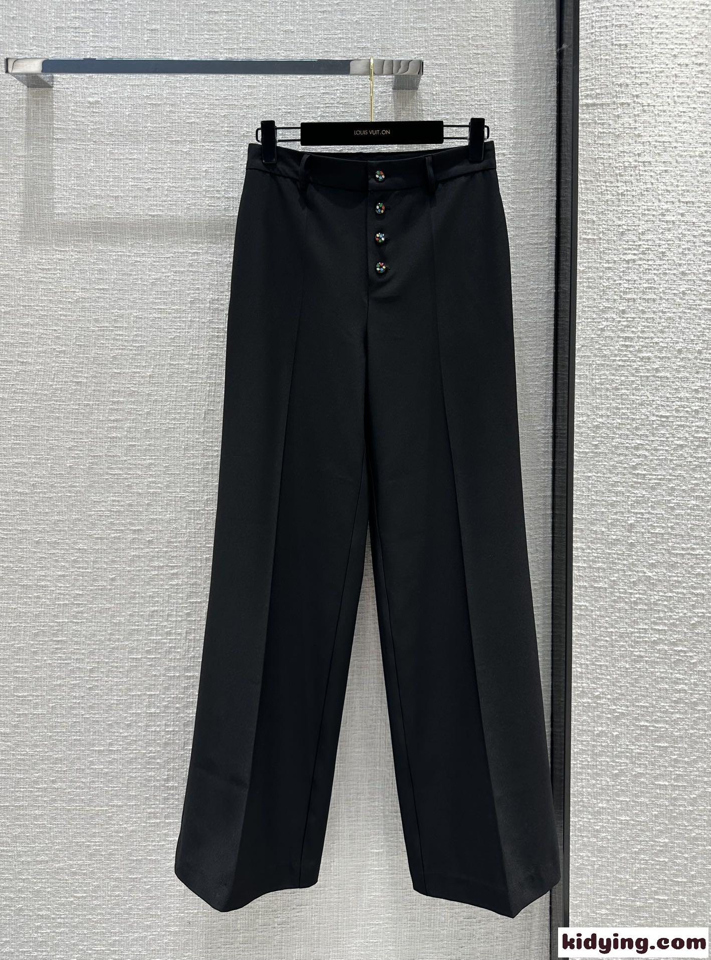 LV × YK カジュアルパンツ ルイ・ヴィトン パンツ コピー ハイウエスト スラックス-2