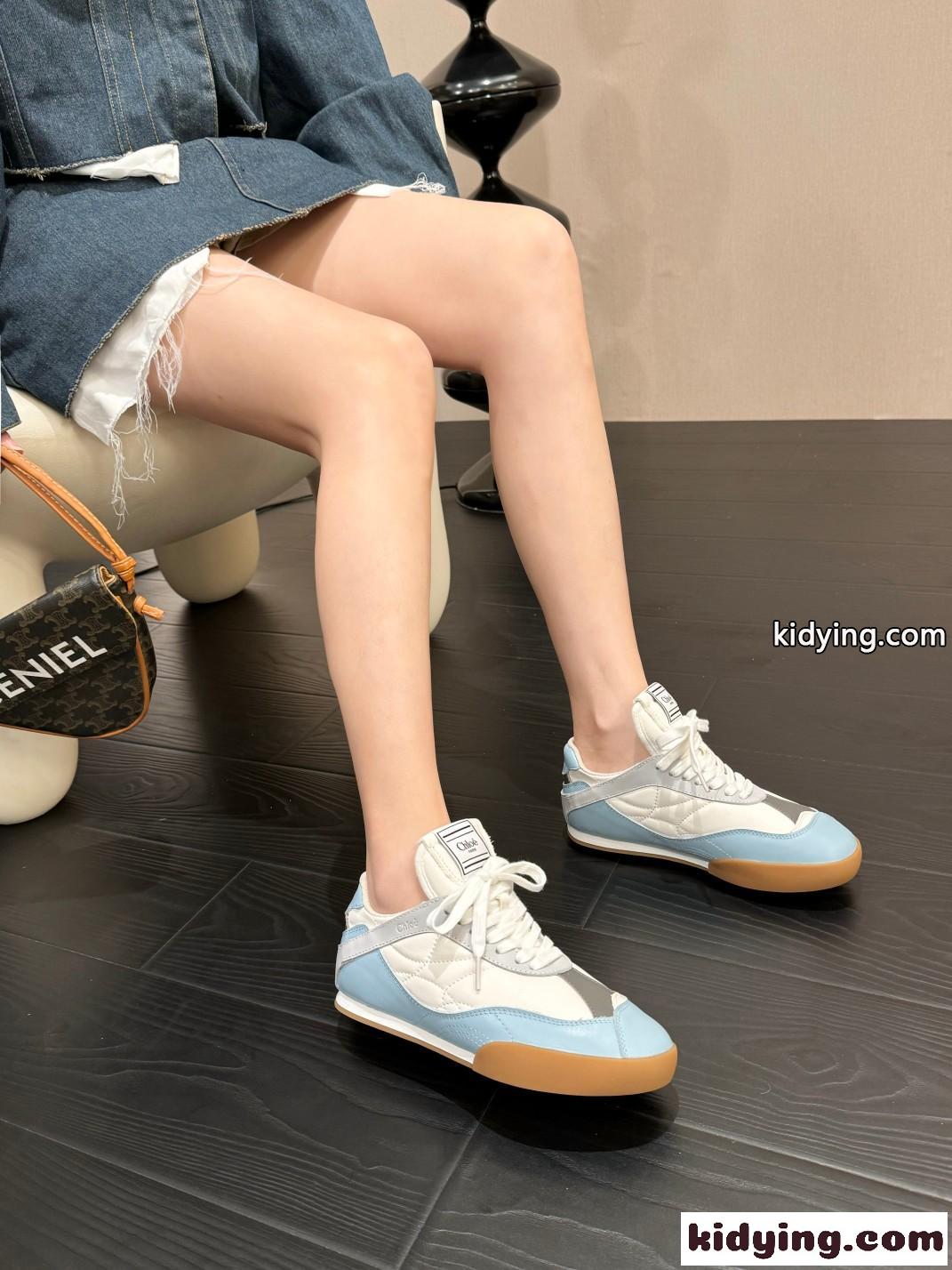 人気 おしゃれ CHLOÉ KICK スニーカー スーパーコピー レザー＆スエード-4