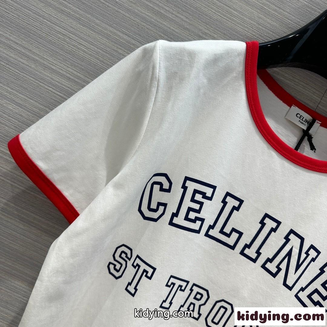 セリーヌ CELINE ST TROPEZ コットン Tシャツ スーパーコピー クルーネック 半袖-1