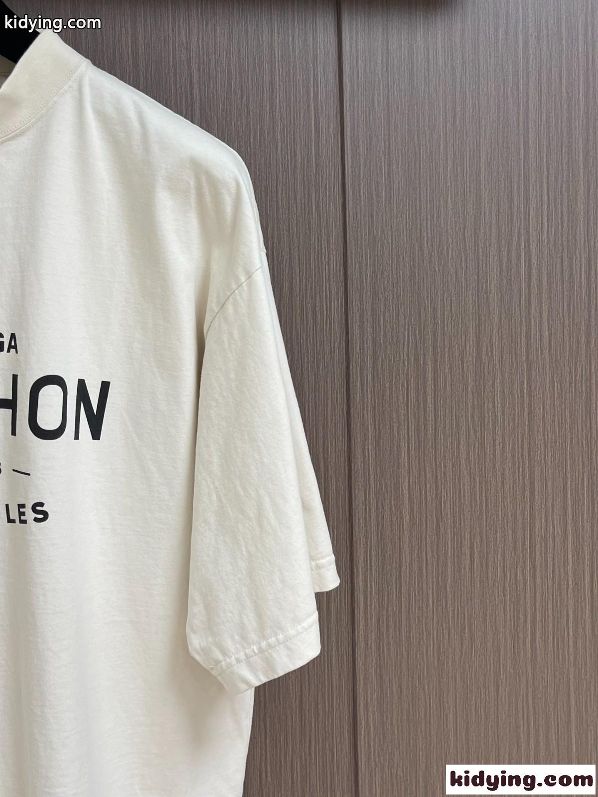 ユニセックス バレンシアガ Tシャツ コピー カジュアル プリント 半袖Tシャツ ベージュ-2