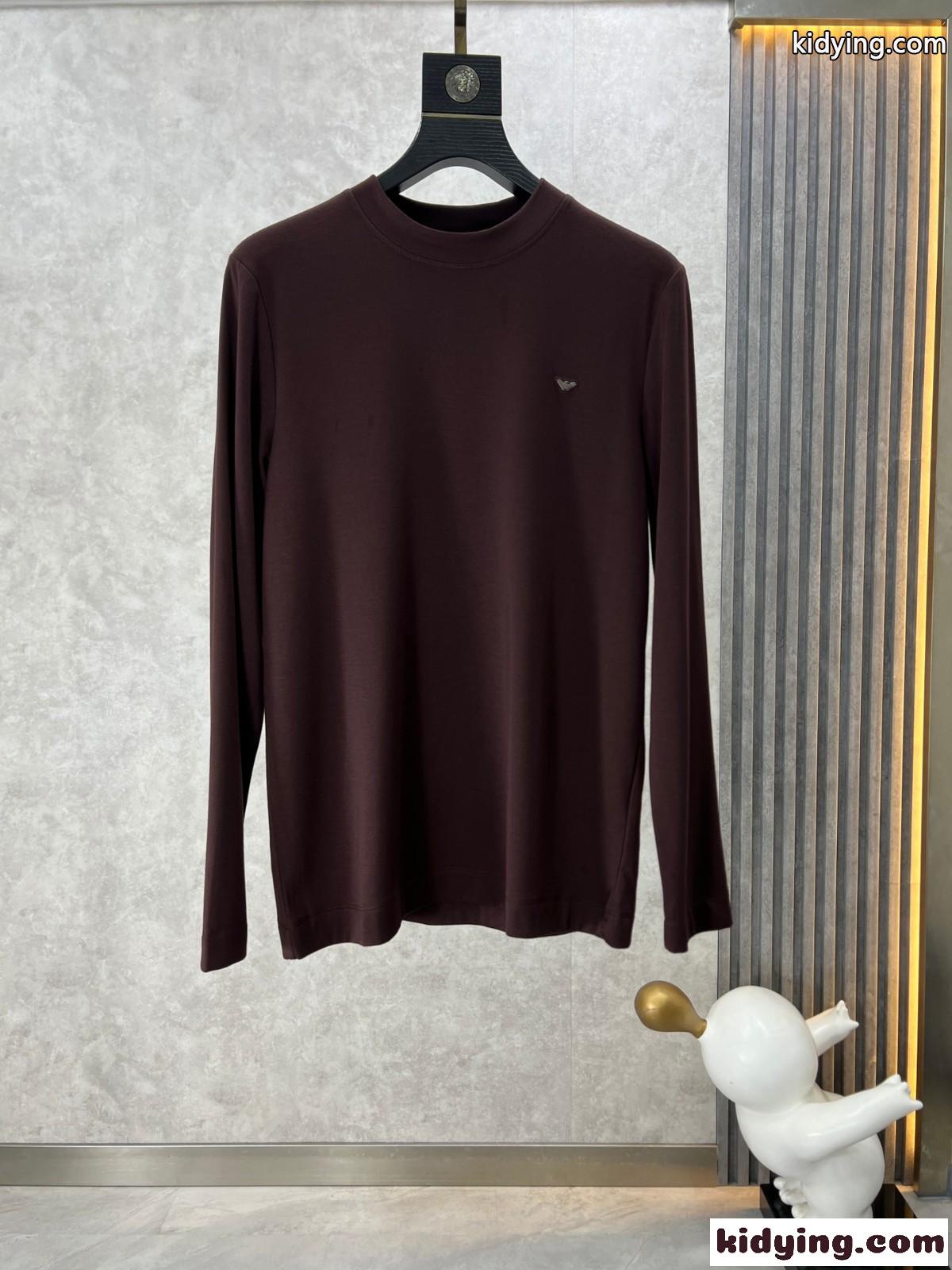シンプル 合わせやすい アルマーニ Tシャツ コピー クルーネック 長袖Tシャツ-1