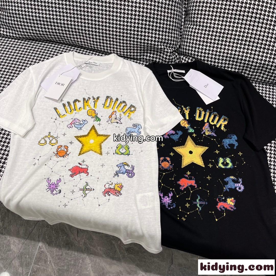 LUCKY DIOR おしゃれ 定番 クルーネック クリスチャン・ディオール Tシャツ コピー 半袖 トップス-0