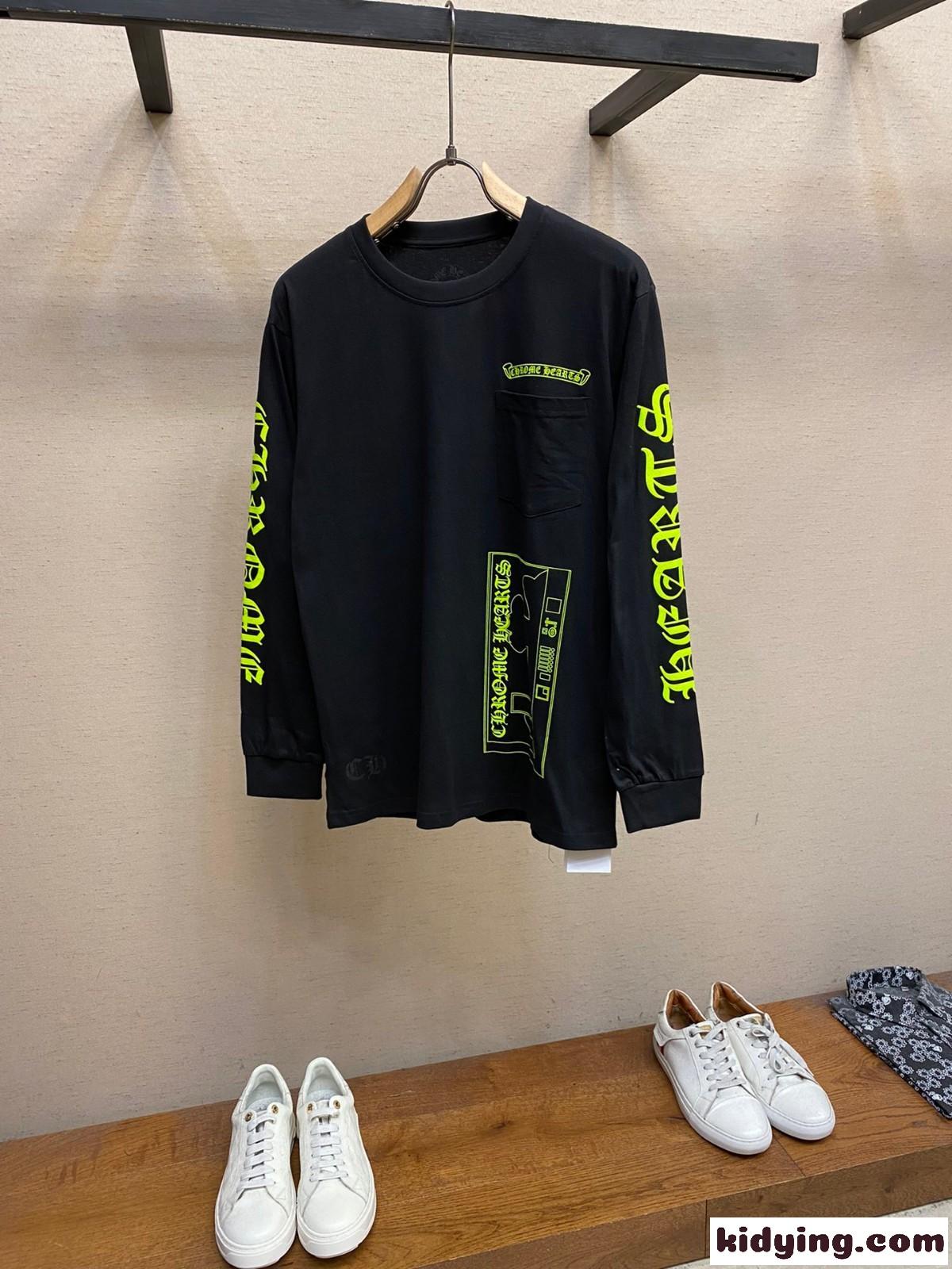 おしゃれ プリント クルーネック 長袖Tシャツ クロムハーツ Tシャツ コピー 男女兼用-1