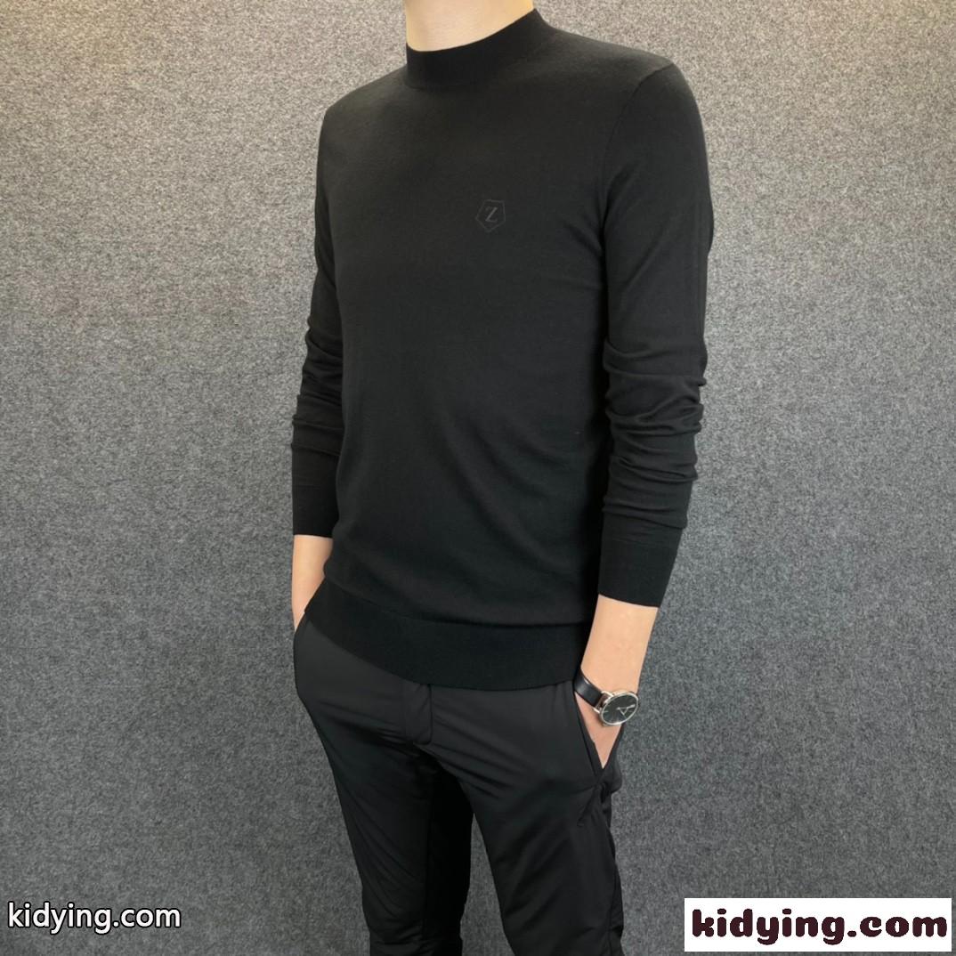 優しい肌触り ウール混 刺繍 シンプル おしゃれ エルメネジルド・ゼニア tシャツ コピー 長袖 メンズ 無地-2