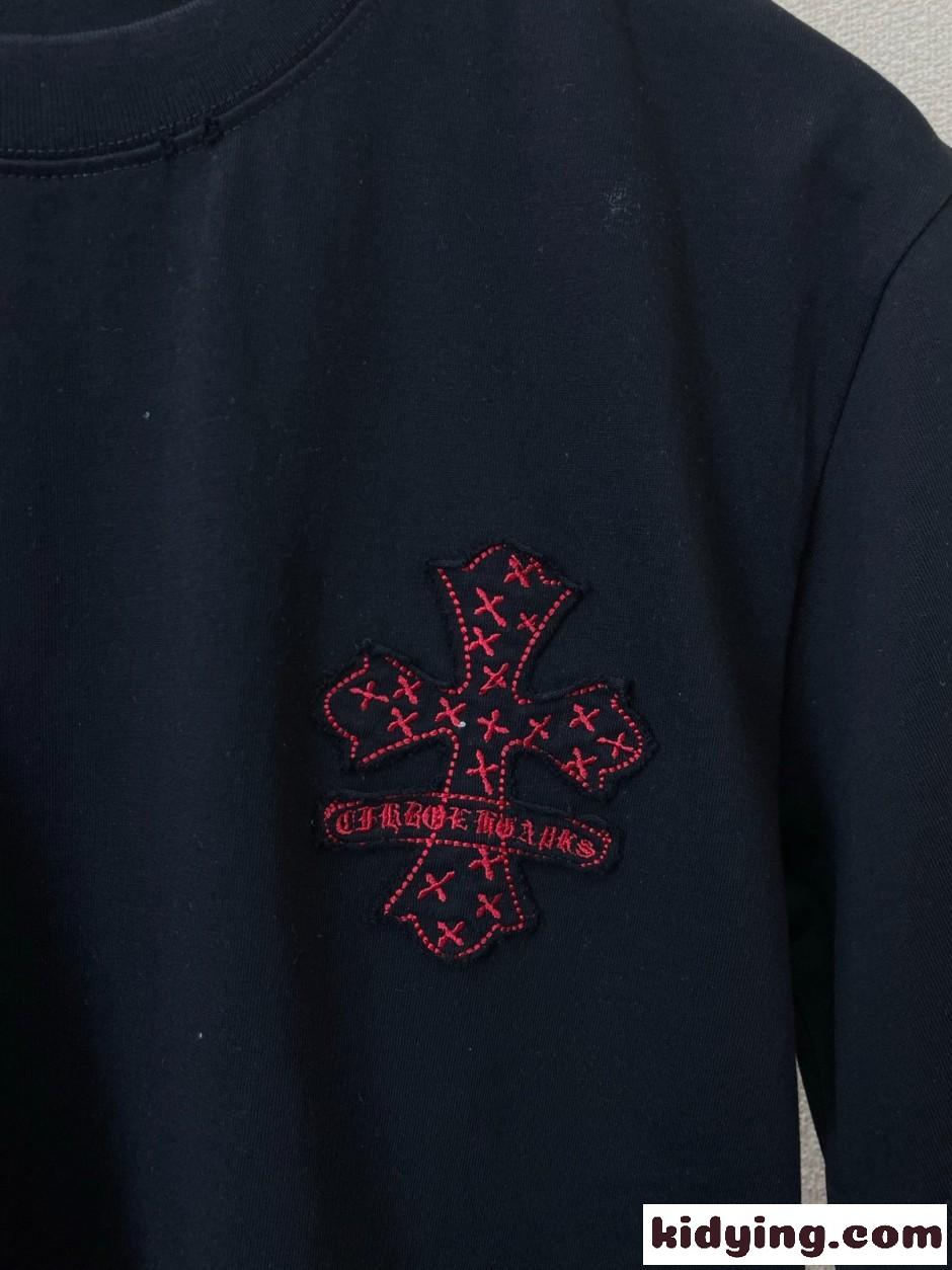 カジュアル スタイリッシュ 半袖Tシャツ クロムハーツ Tシャツ 偽物 クルーネック-3