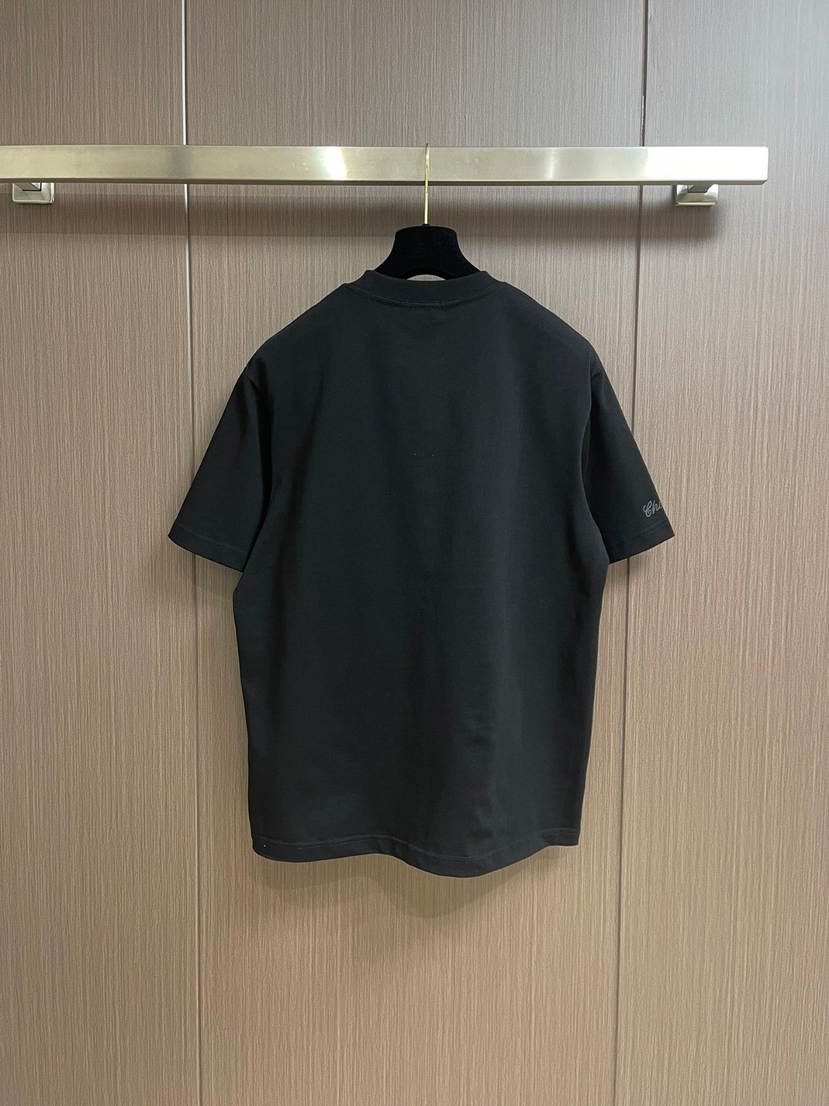 シンプル クルーネック コットン シャネル Tシャツ 偽物 長袖Tシャツ ブラック-1