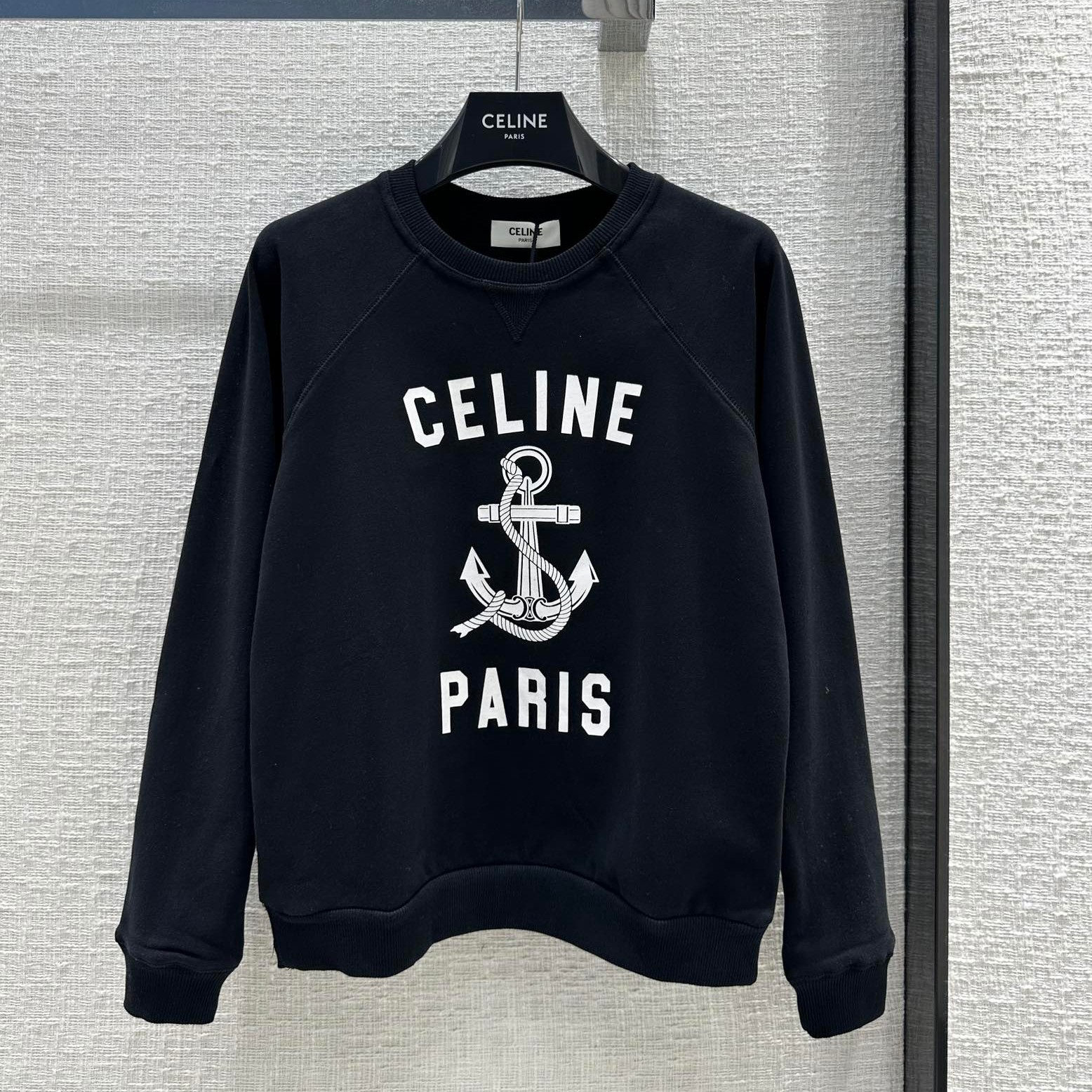 ロゴプリント クルーネック コットント レーナー セリーヌ Tシャツ コピー ブラック-2