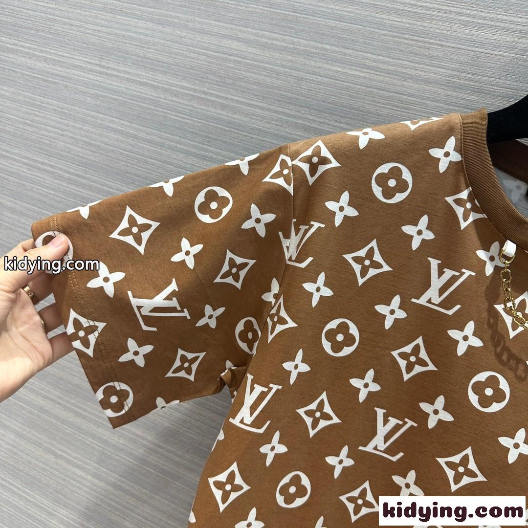 ユニセックス 定番 人気 ルイヴィトン Tシャツ コピー モノグラム クルーネック 半袖Tシャツ-1
