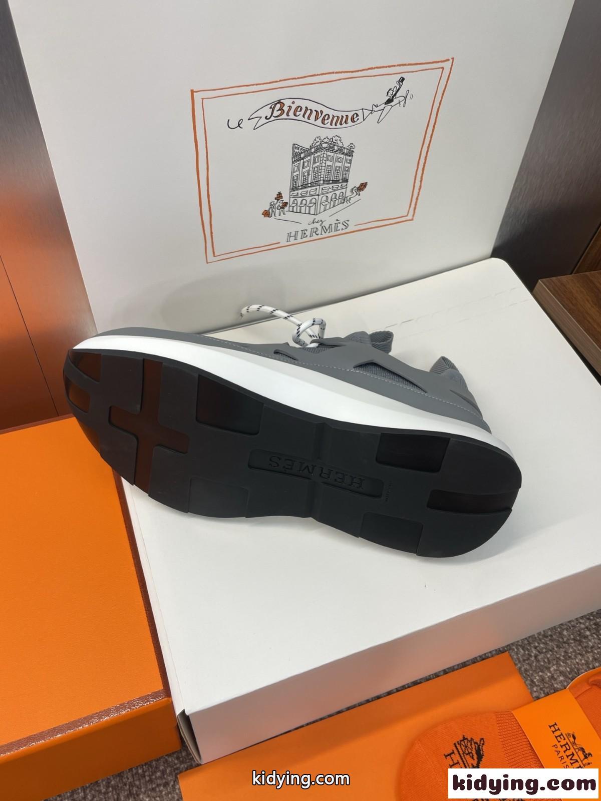 大人 カジュアル メンズシューズ エルメス カタナ スニーカー スーパーコピー グレー-4