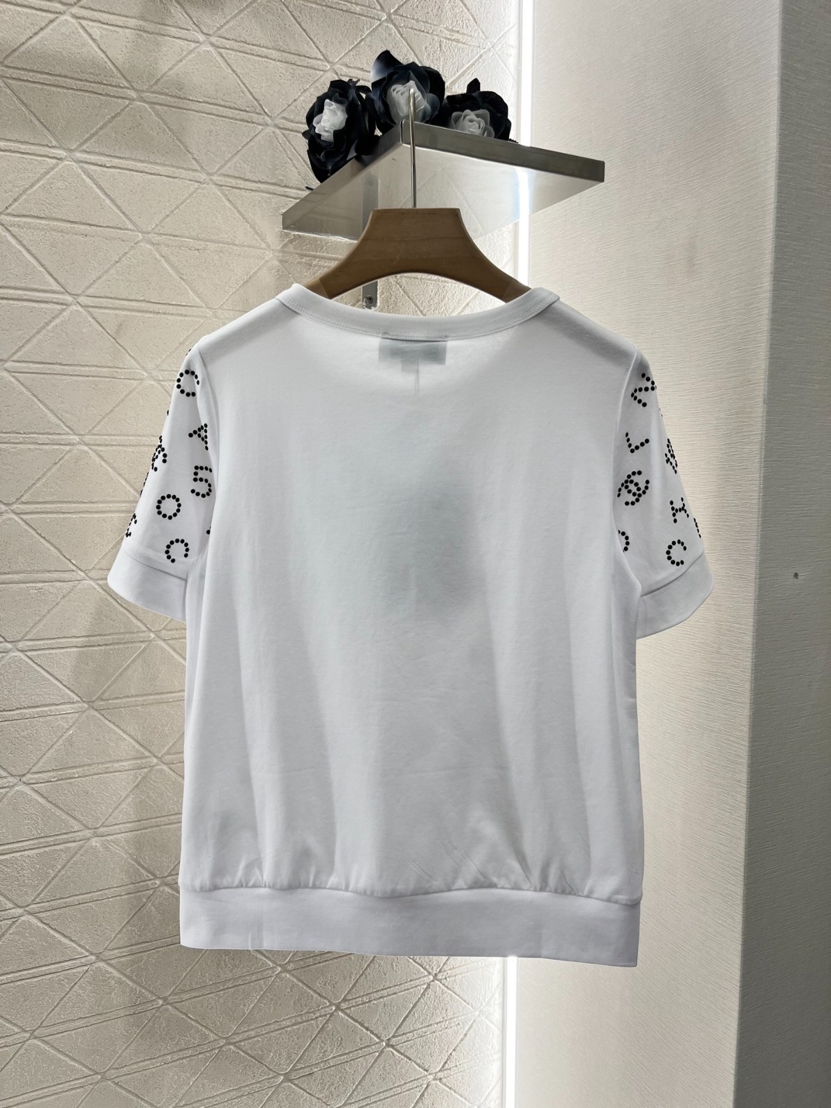 目を惹く ストレッチ コットン 半袖 トップス シャネル Tシャツ コピー ホワイト-2