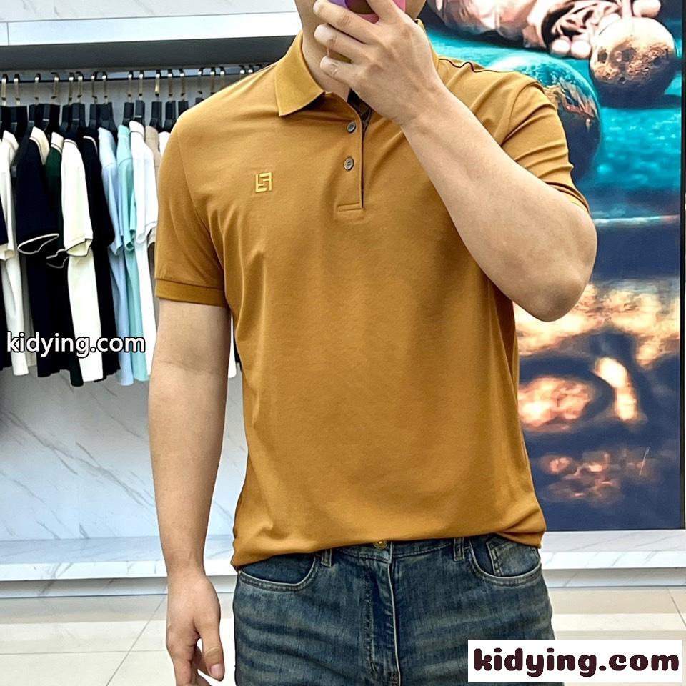 洗練された コットンピケ 半袖 ポロシャツ フェンディ Tシャツ 偽物 ブラウン-1
