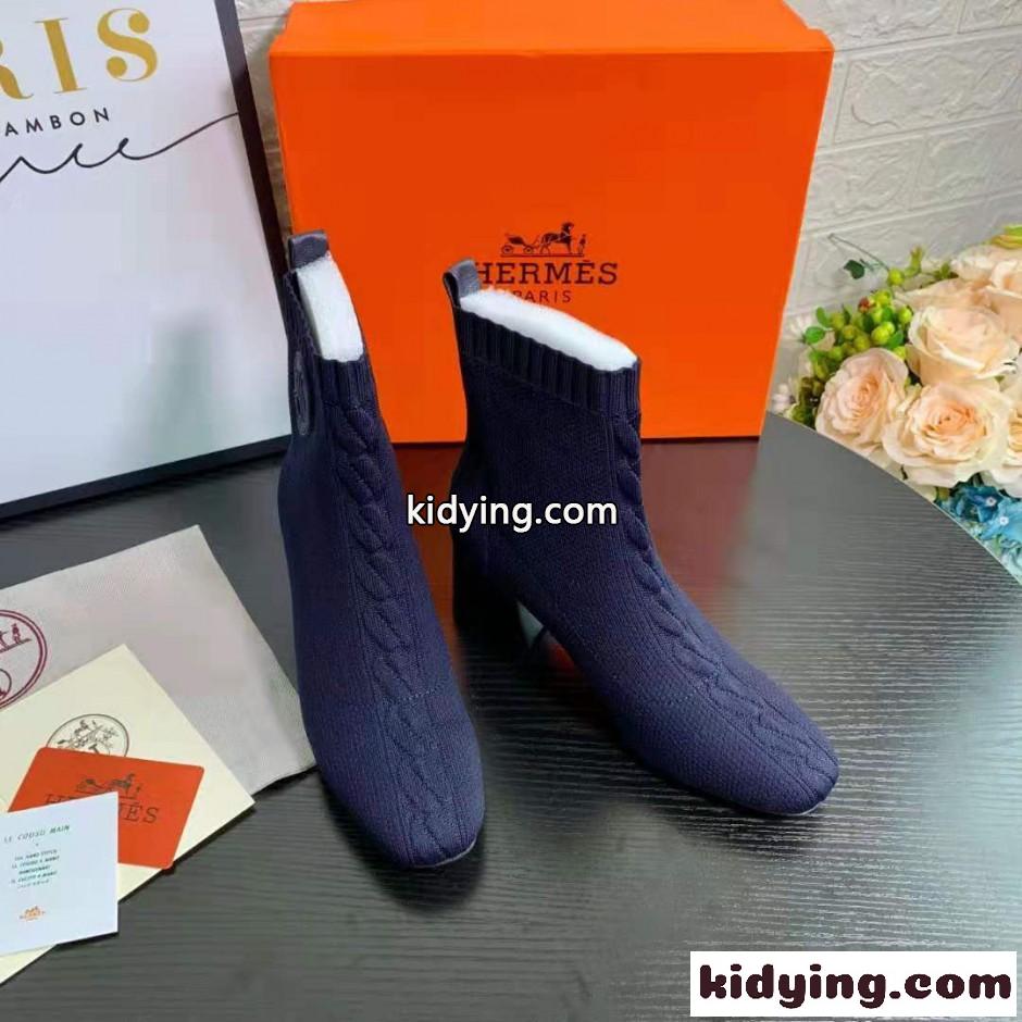 HERMES エルメス ジェナ ショートブーツ コピー アンクルブーツ ネイビー-1