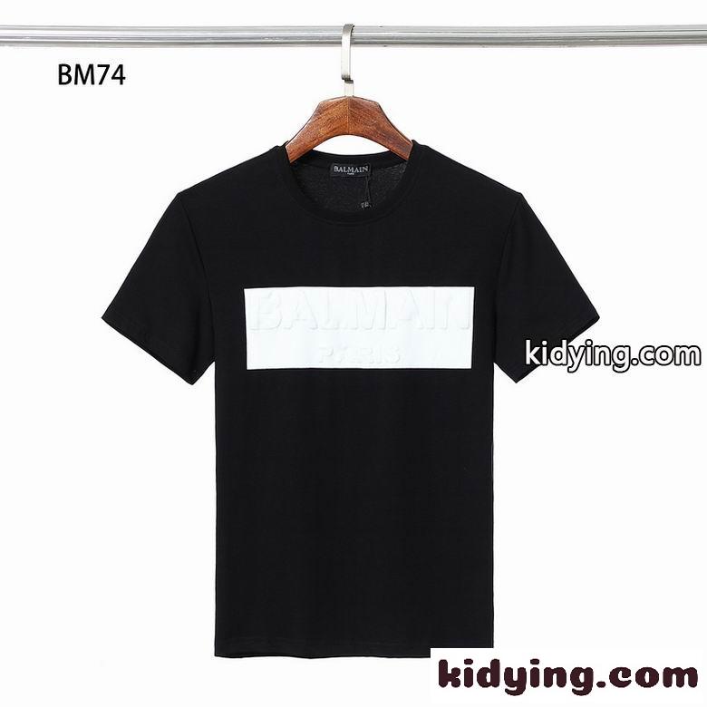 バイカラー 着心地いい バルマン tシャツ コピー シンプル ロゴ クルーネック 半袖 カジュアル おしゃれ トップス-0
