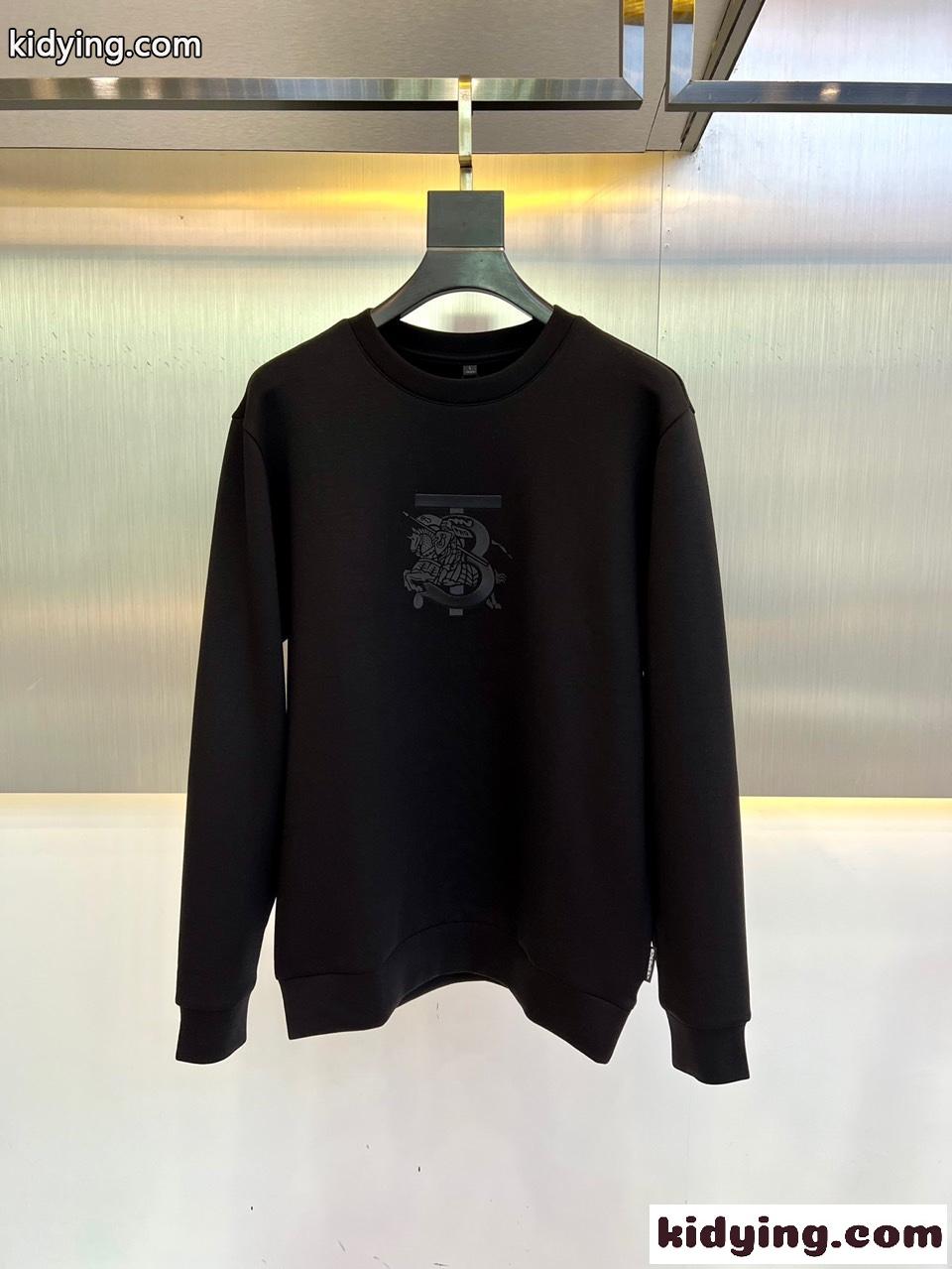 上品 カジュアル クルーネック コットン スウェットシャツ バーバリー Tシャツ コピー ブラック-1