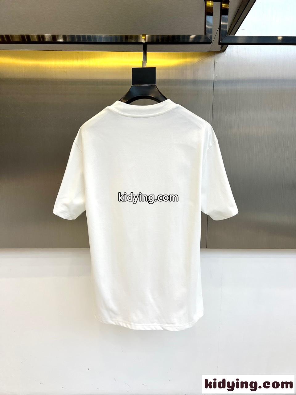 ベーシック ロゴプリント クルーネック バレンシアガ Tシャツ 偽物 コットン ホワイト-1