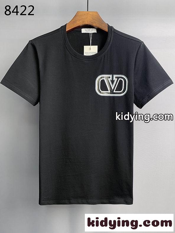 ベーシック クルーネック 半袖 春夏 トップス Vロゴ おしゃれ ヴァレンティノ Tシャツ コピー ホワイト ブラック-2