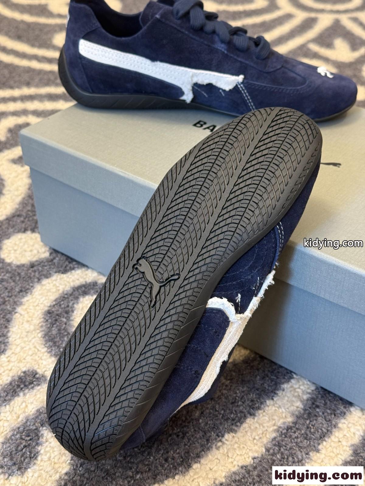 BALENCIAGA × PUMA スエード スピードキャット スニーカー スーパーコピー ネイビー-4