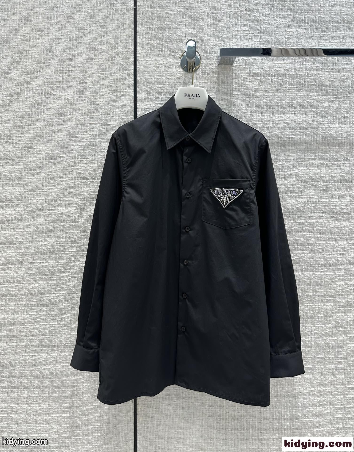 プラダ シャツ コピー 長袖 カジュアル ユニセックス オーバーサイズ ロゴ コットン-2