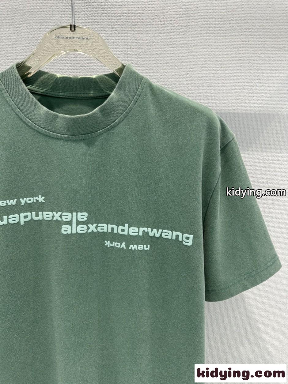 ユニセックス ロゴ入り 半袖Tシャツ アレキサンダーワング Tシャツ コピー グリーン-2