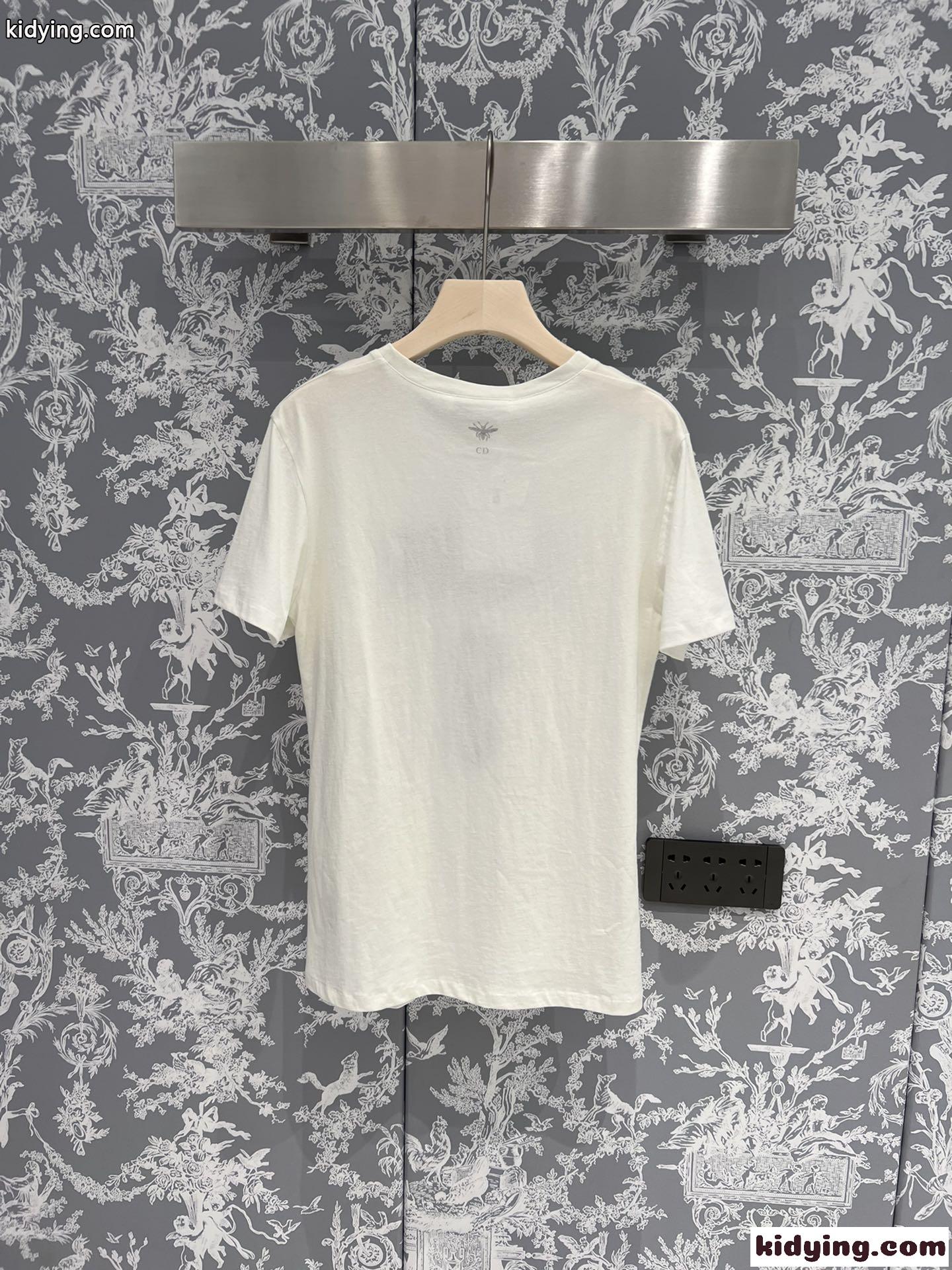 コットン & リネン JAdior 8 半袖Tシャツ クリスチャン・ディオール Tシャツ コピー ホワイト-4
