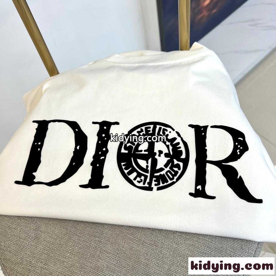 シンプル ロゴプリント コットン 半袖Tシャツ クリスチャン・ディオール Tシャツ 偽物 ホワイト-4