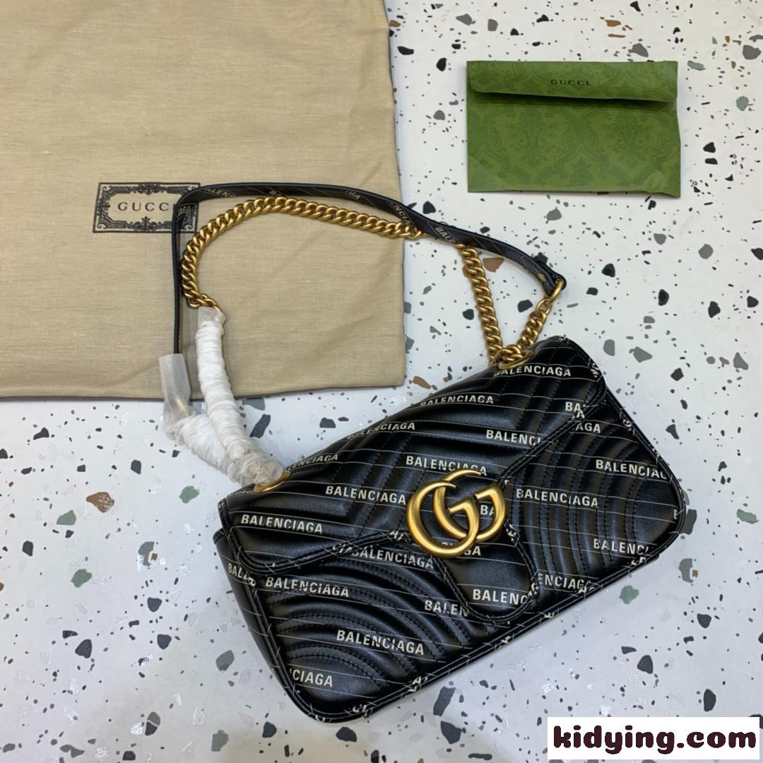 人気 BALENCIAGAxGUCCI おしゃれ グッチ バッグ 人気 コピー レディースショルダーバッグ 斜め掛け チェーン-6