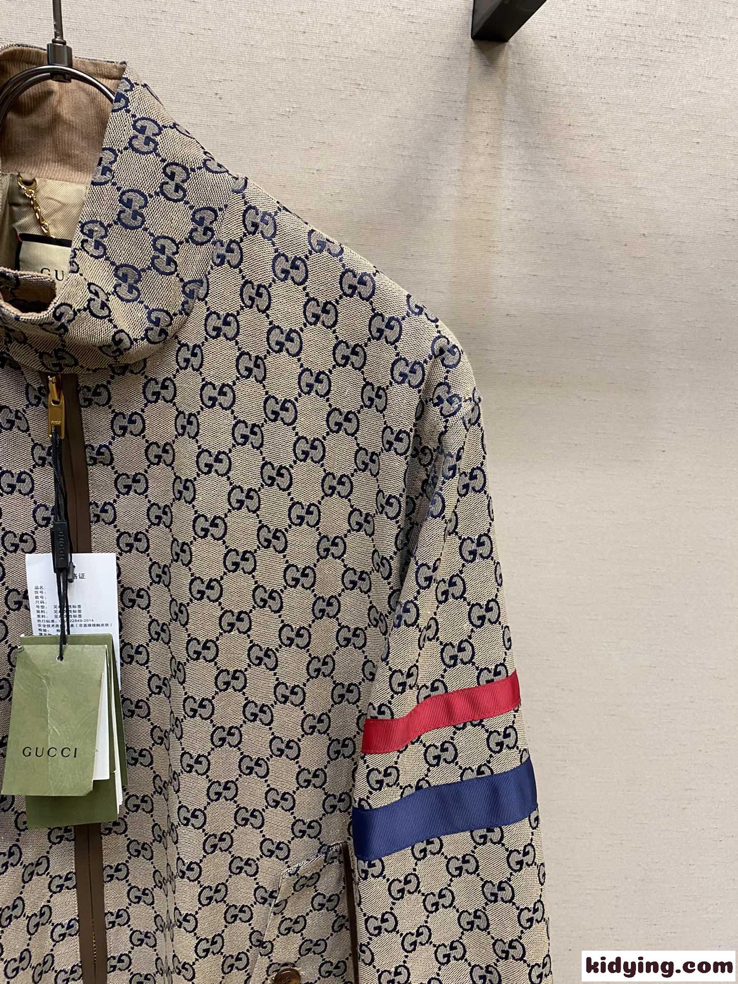 グッチ ジャケット コピー グログラン&レザートリム ロゴジャカード ブルゾン-1