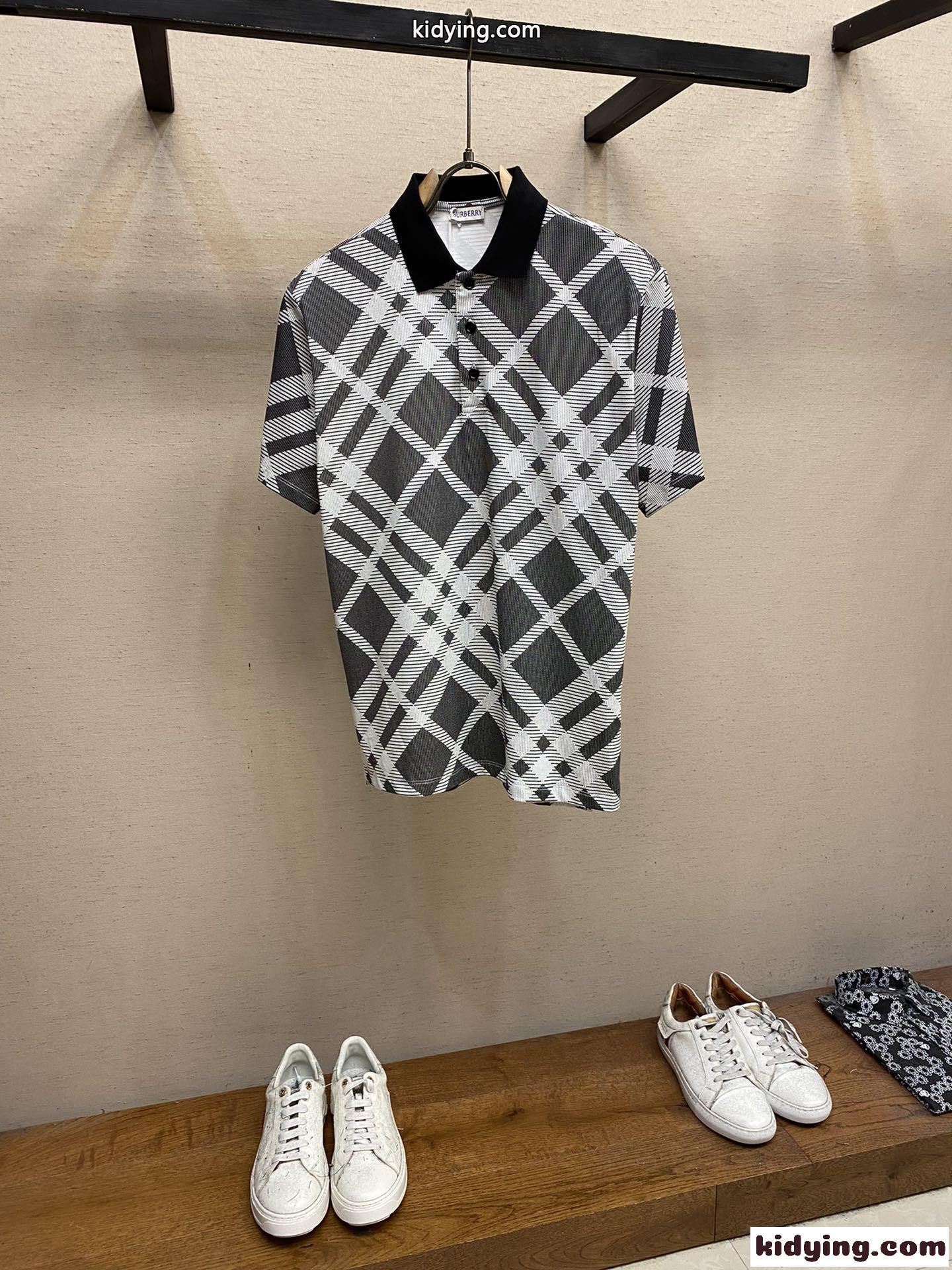定番 チェック ポロシャツ バーバリー 半袖Tシャツ コピー ブラック-1