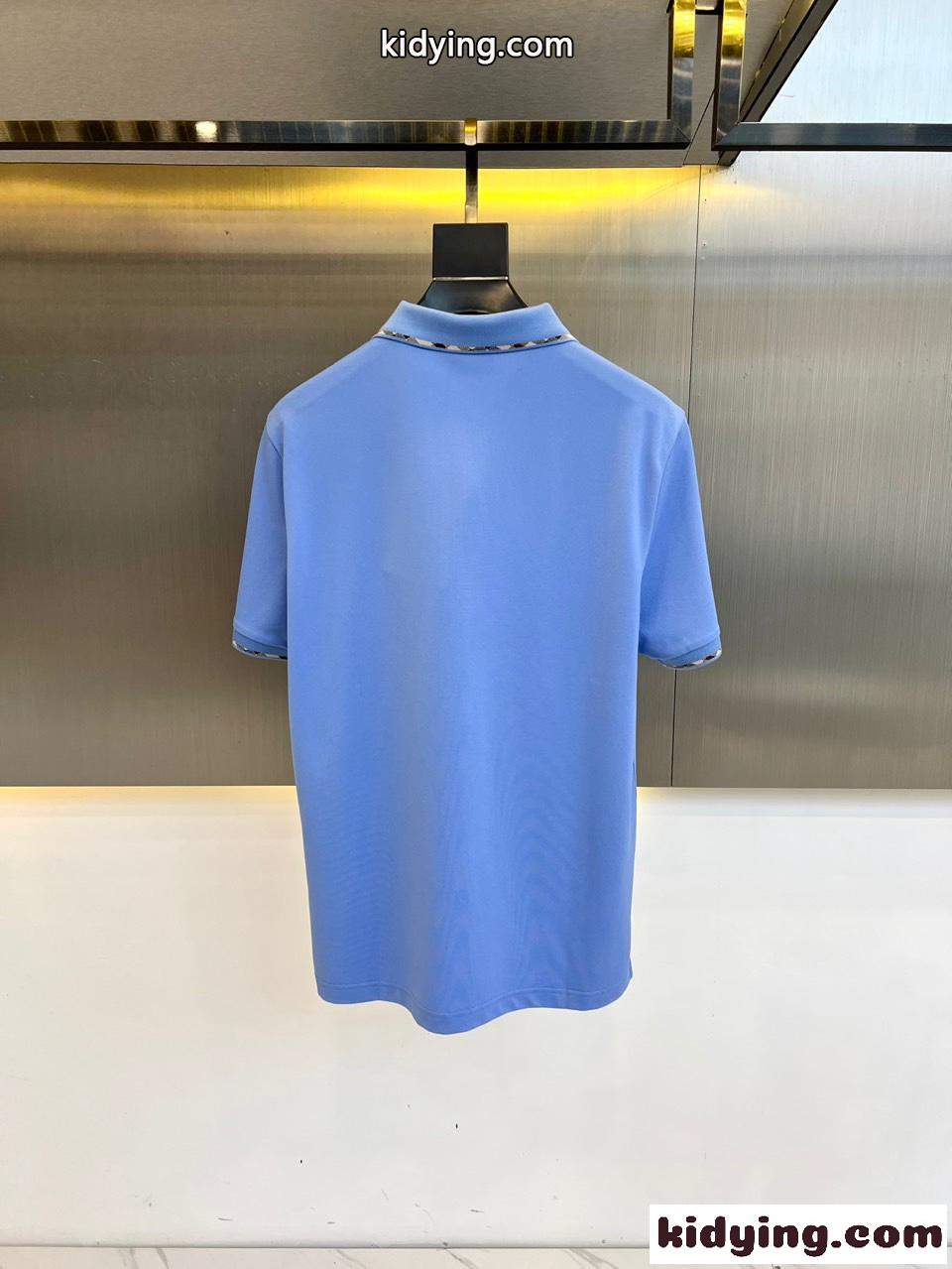 洗練された コットンピケ ポロシャツ バーバリー Tシャツ コピー ブルー-3