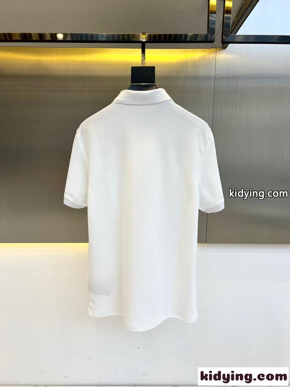 ハーフジップ 半袖 ポロシャツ プラダ Tシャツ コピー シルケットコットン ホワイト-3